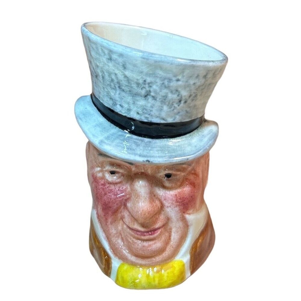 Small Yellow and Gray Porcelain Toby Jug of Mr. Micawber - Lancaster & Sandland